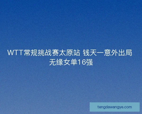 WTT常规挑战赛太原站 钱天一意外出局 无缘女单16强