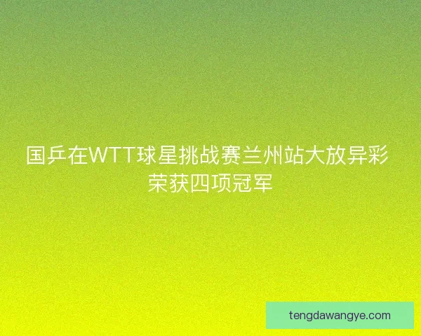 国乒在WTT球星挑战赛兰州站大放异彩 荣获四项冠军